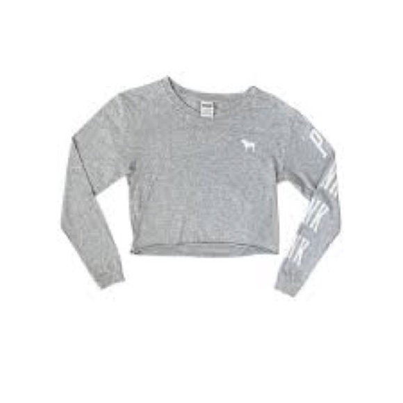 Victoria Secret PINK cropped long sleeve top size medium - Picture 1 of 3